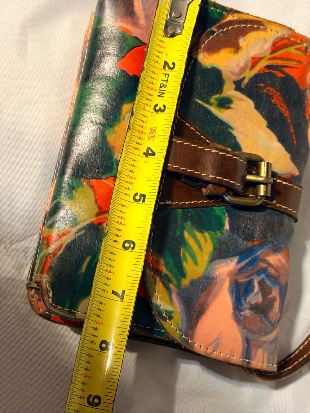Patricia Nash Floral Leather Crossbody Bag | Multicolor‎ Painted Print | - Picture 8 of 11